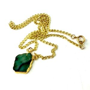Raw Emerald Pendant Necklace